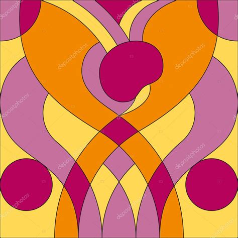Art deco vector colored geometric flower pattern. Art deco stained glass pattern. Abstract ...