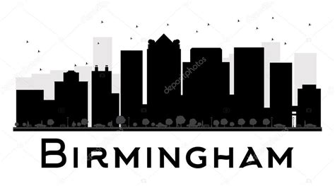 Birmingham City skyline silhueta preto e branco imagem vetorial de © booblgum #91518240