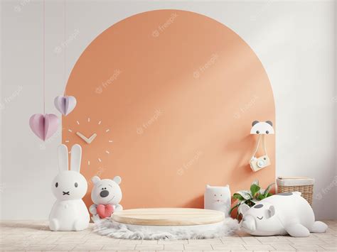 Premium Photo | Mockup podium for product in children roomkids room