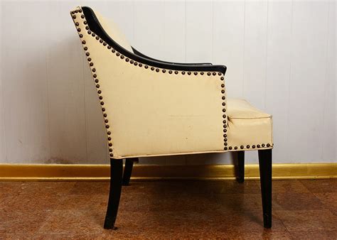 White Leather Chair with Metal Nailhead Trim | EBTH