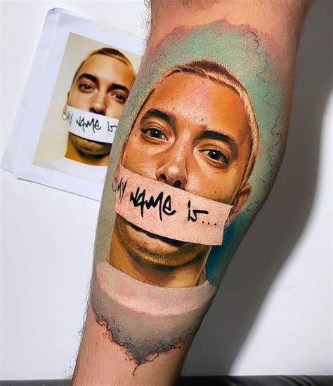 Slim Shady portrait tattoo | Eminem tattoo, Portrait tattoo sleeve ...