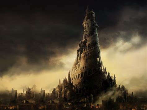 Painting of ancient castle, digital art, CGI, Tower of Babel HD wallpaper | Wallpaper Flare