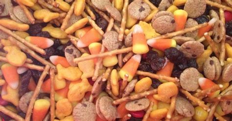 Fall trail mix I use fall colored M &M's, gold fish cheese crackers, candy corn, peanuts ...