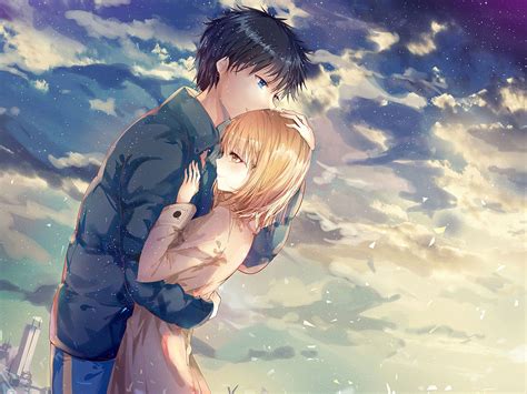 Anime Couple, Hug, Romance, Clouds, Scenic Art Manga, Manga Drawing ...