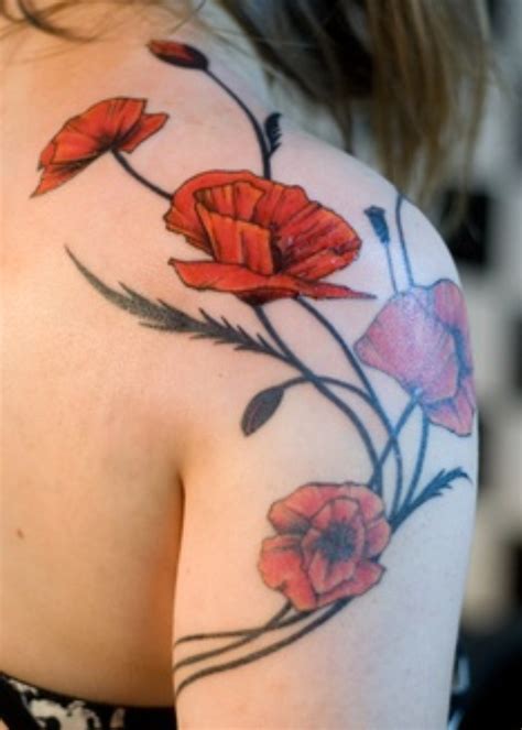 Beautiful red poppy flower tattoo | Poppies tattoo, Flower tattoo shoulder, Picture tattoos