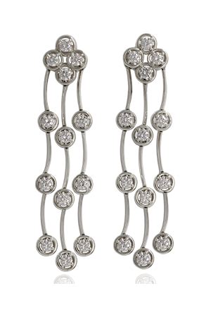 Triple Row Cascade Diamond Dangle Earrings - Kaufmann de Suisse Diamond Jewelry Delray Beach FL