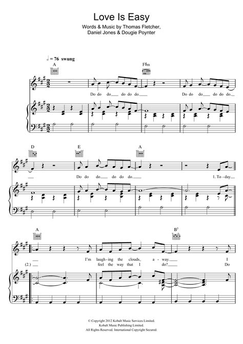 Love Is Easy by McFly Sheet Music for Piano, Vocal & Guitar Chords at Sheet Music Direct