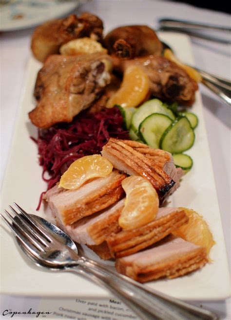 Flæskesteg and duck legs for julefrokost at Restaurant Kronborg, Copenhagen Nordic Christmas ...