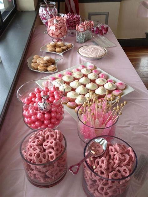 dessert-table-candy-jars-sweet-pretzels-cupcakes-cookies-pie-mermaidd-baby-shower-pink-theme ...