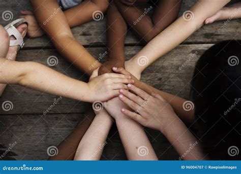 Diversity Group of Kids Put Hands Together Stock Image - Image of youth, holding: 96004707