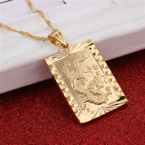 Blessing Pendant Necklace In Chinese Dragon Animal Gold Color Luck Charms Taoism Jewelry ...