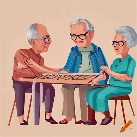 Senior citizens playing cards together on Craiyon