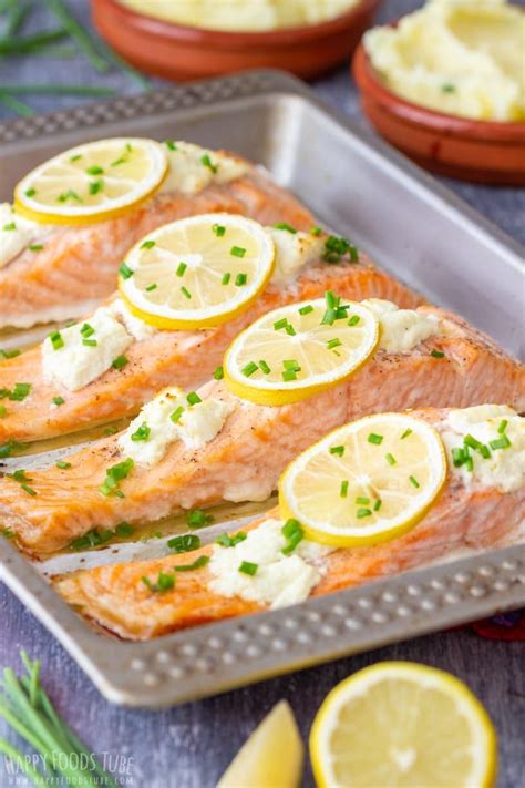 Oven Baked Salmon Fillets Recipe - Happy Foods Tube | 요리법