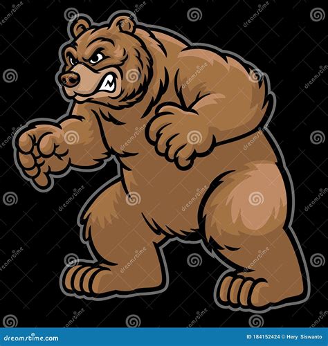 Angry cartoon grizzly bear stock vector. Illustration of background ...