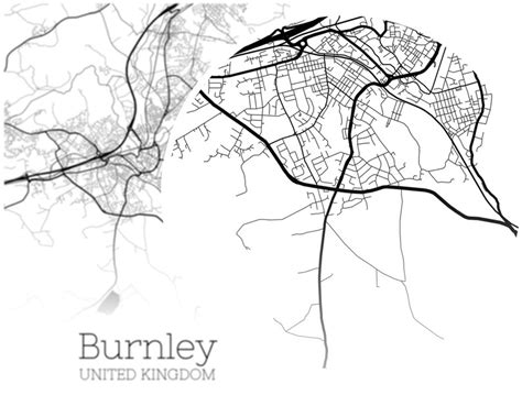 Burnley Map INSTANT DOWNLOAD Burnley United Kingdom City Map | Etsy