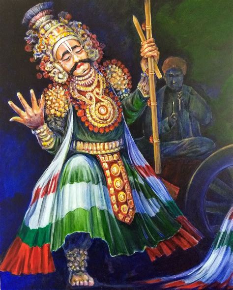 Acrylic painting by Sharath Holla. Arjuna,Yakshagana character.coastal Karnataka Dance Paintings ...