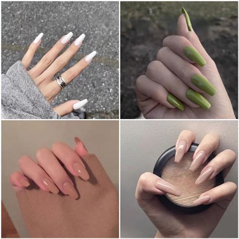 【Ready Stock】24Pcs Ballerina Nail Extension Plain Color Fake Nail DIY ...