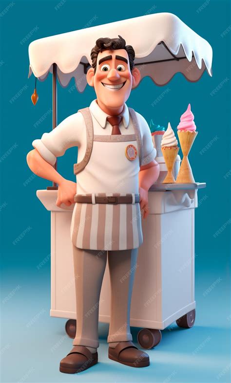 Premium AI Image | ice cream man cartoon 3d character