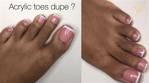 Acrylic Toes Dupe ? French Tip Toes At Home | Diy Press On Toe Nails ...