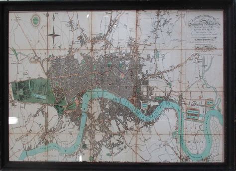 VINTAGE STYLE LONDON MAP PRINT, framed and glazed, 92cm x 133cm.