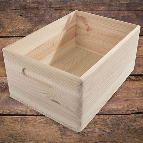 Wooden Open Decorative Storage Boxes / 5 Sizes / Small to Large Pinewood Crate | eBay