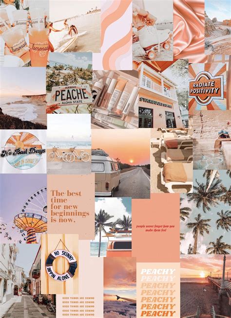 Peach Beach Photo Art Collage Pack - Etsy | Watercolor wallpaper iphone, Aesthetic desktop ...