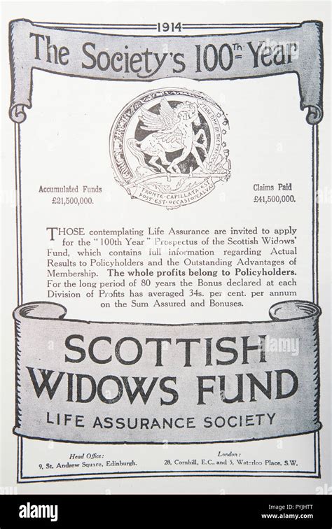 An old advert for Scottish Widows Fund. From a British magazine from the 1914-1918 period ...