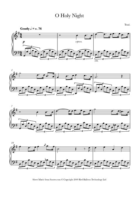 O Holy Night Sheet music for Piano - 8notes.com