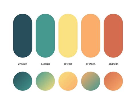 Green, yellow, orange color schemes & gradient palettes Flat Color Palette, Colour Pallette ...