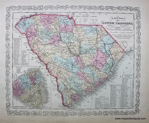 A New map of South Carolina - Antique Maps and Charts Original, Vintage ...