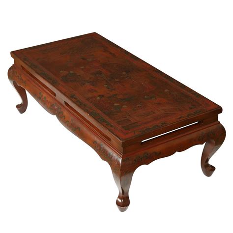 Oxblood Lacquered Chinoiserie Low Table With Painted Detail | Low tables, Table, Center table ...