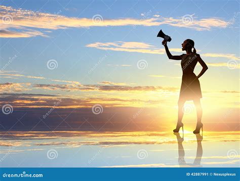 Woman with megaphone stock image. Image of loudhailer - 42887991