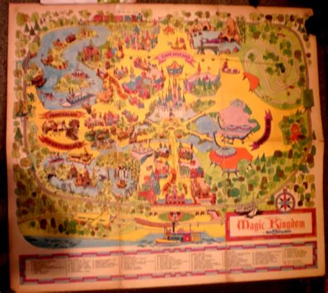 WALT DISNEY WORLD MAGIC KINGDOM Park Souvenir Map / Rare Opening Year ...