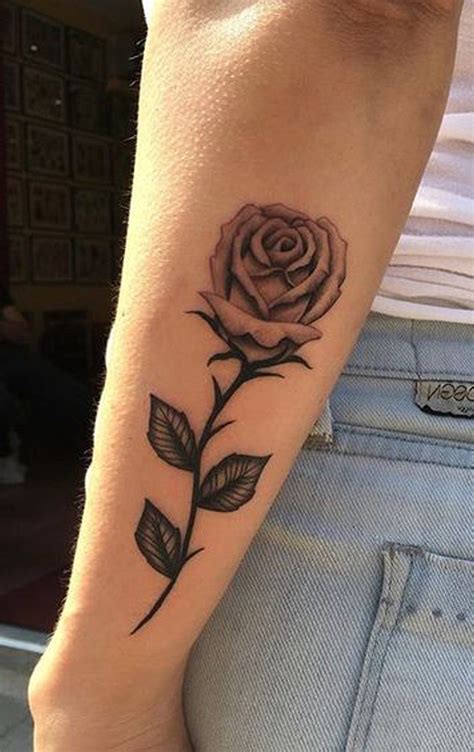 Realistic Single Rose Forearm Tattoo Ideas for Women - Beautiful Floral ...