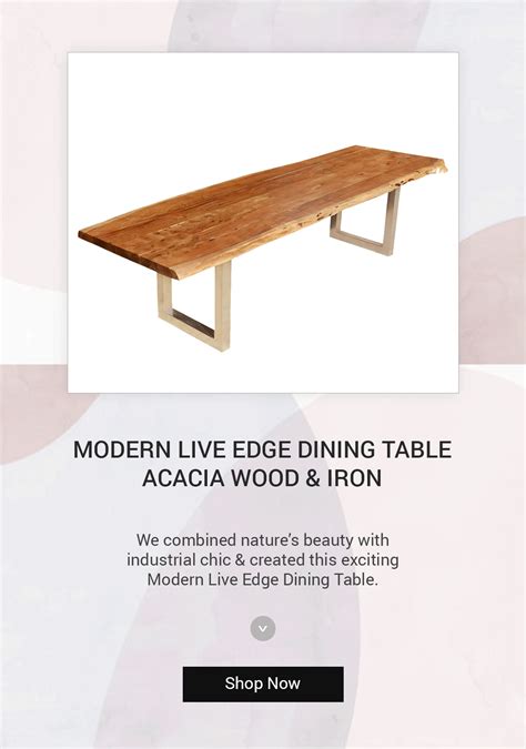 Modern Live Edge Dining Table Acacia Wood & Iron | Live edge dining table, Modern live edge ...