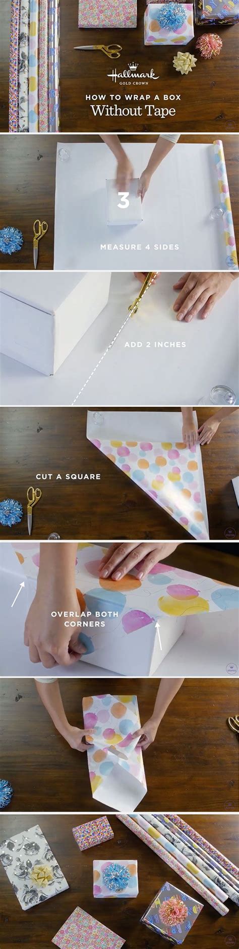 How to Wrap a Box without Tape | Tape gifts, How to wrap a box, How to wrap gift