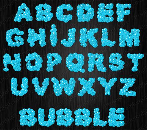 26 Blue Bubble Font Alphabetpen Drawn Fontcolorful | Etsy