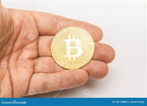 Bitcoin Physical Gold Coin Isolated on White Stock Image - Image of ...