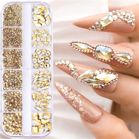 Nail Designs With Gold Rhinestones