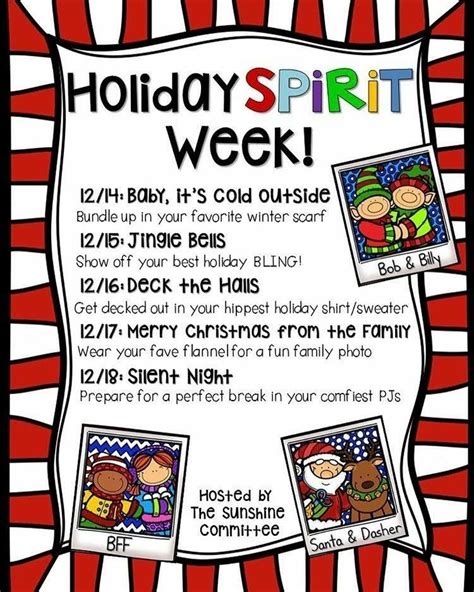 Pin by Amber Payne on Christmas | School spirit week, School spirit days, Holiday spirit week