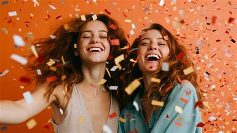 Happy girls with confetti. Illustration 23692657 Stock Photo at Vecteezy