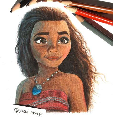 Colored pencil Moana drawing | Disney pencil drawings, Colored pencil artwork, Disney drawings