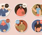 Language Diversity Character Sticker Collection Vector Art & Graphics | freevector.com