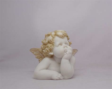 Little Angel thinking statue made of Alabaster - eStatueShop