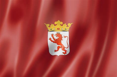 Premium Photo | Leon province flag spain waving banner collection 3d illustration