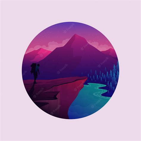 Premium Vector | Hiking mountain logo design landscape vector illustration