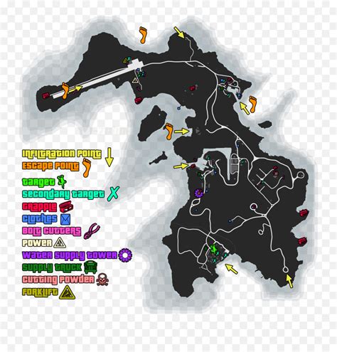 Cayo Perico Points Of Interest Map Gtaonline - Blowtorch In Cayo Perico Png,Gta 5 Icon List ...