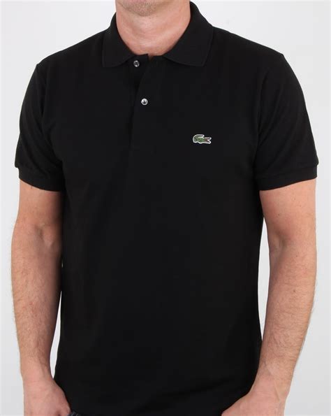 Lacoste Classic Two Button Polo Shirt Black, Mens, Cotton, Polo, Croc