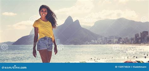 Young Brazilian Girl at Ipanema Beach at Rio De Janeiro Stock Photo - Image of ocean, janeiro ...