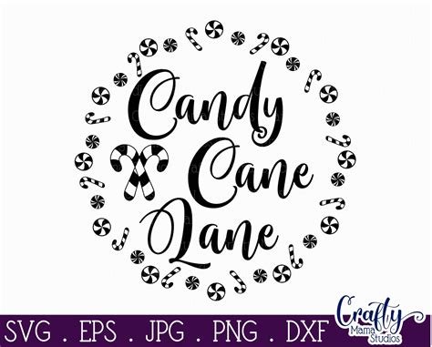 Christmas Svg, Candy Cane Lane, Round Sign Cut File By Crafty Mama ...